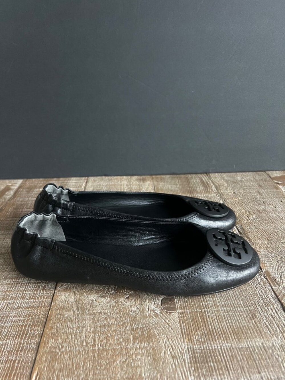 TORY BURCH Reva BLACK Travel Ballet Flats SIZE 9 - Picture 4 of 8